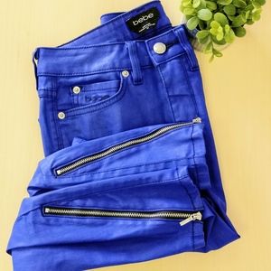 Bebe Zip Ankle Coated Denim Jeans Sz 25